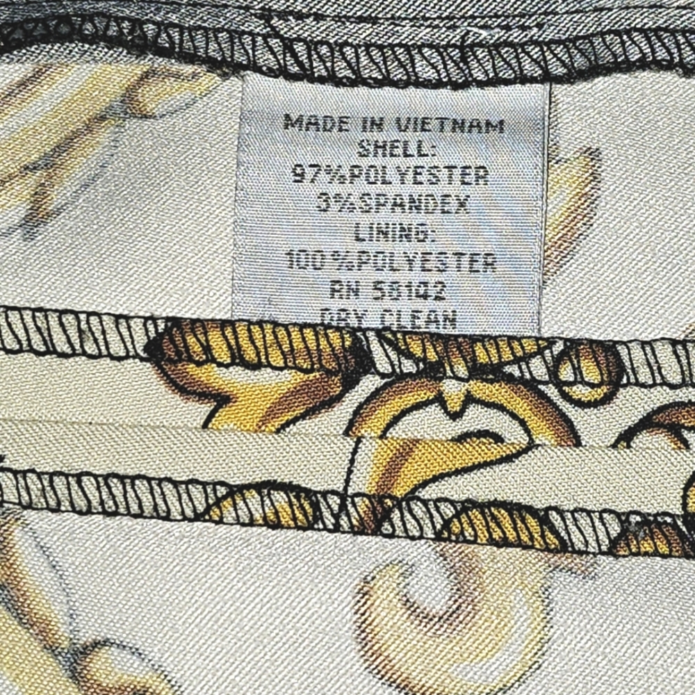 Maggy London Baroque Scarf Print Illusion Sheath Dress – Ornate Gold & Blue Sz10 - Picture 9 of 9